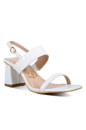 pu buckle women's party wear sandals - white