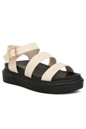 pu buckle women casual wear sandals - natural