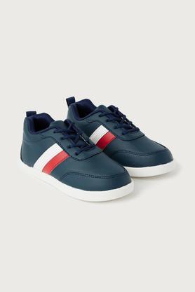 pu lace up boys casual shoes - navy