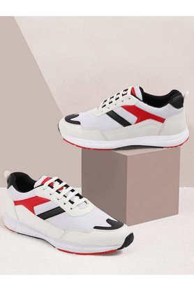 pu lace up men's canvas shoes - white