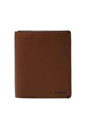 pu mens casual two fold wallet - brown
