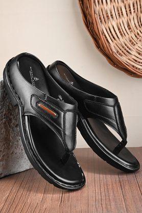 pu mid tops slip-on men's slippers - black