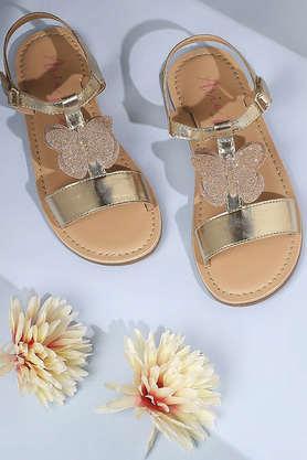 pu slip-on girls sandals - gold