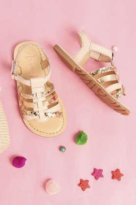 pu slip-on girls sandals - light pink