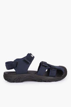 pu slip-on men's casual sandals - navy
