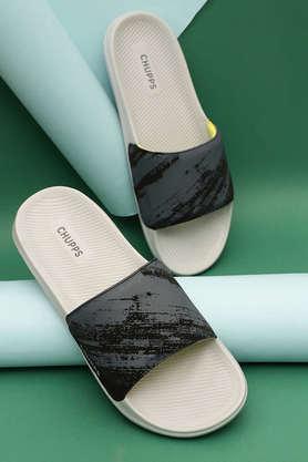 pu slip-on men's casual wear slides - grey