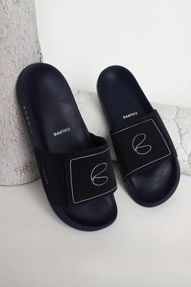 pu slip-on men's casual wear slides - navy