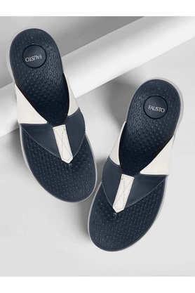 pu slip-on men's casual wear slippers - navy