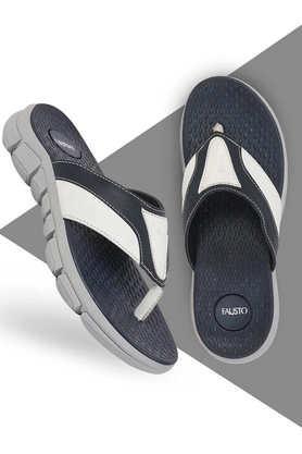 pu slip-on men's casual wear slippers - navy