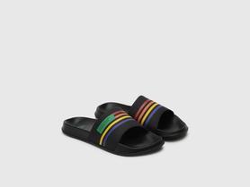 pu slip-on men's slides - black