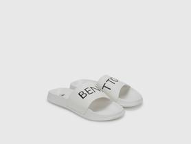 pu slip-on men's slides - white