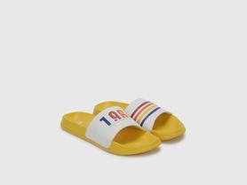 pu slip-on men's slides - yellow