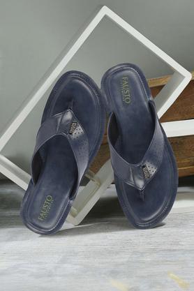 pu slip-on men's slippers - navy