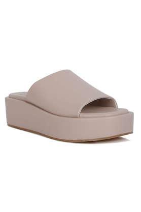 pu slip-on women's casual shoes - taupe