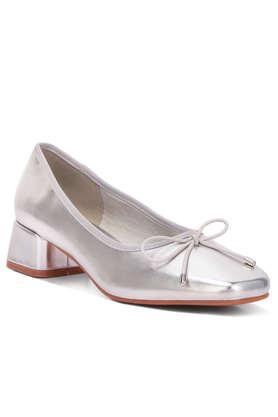 pu slip-on women's casual wear ballerinas - silver
