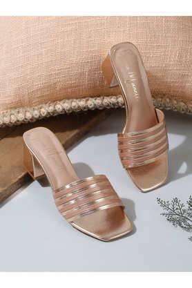 pu slip-on women's casual wear heels - copper