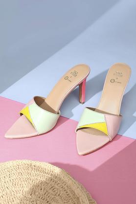 pu slip-on women's casual wear heels - pink