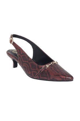 pu slip-on women's casual wear mules - maroon