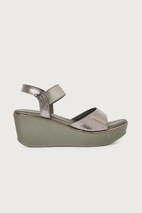 pu slip-on women's casual wear sandals - gunmetal