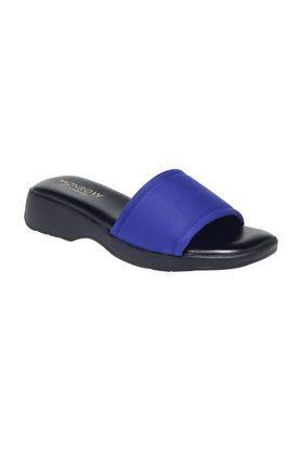 pu slip-on women's casual wear sandals - navy