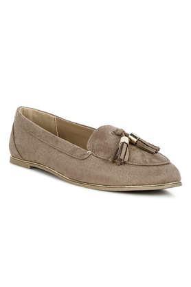 pu slip-on women's loafers - taupe