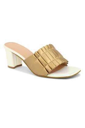 pu slip-on women's party wear heels - copper