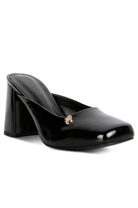 pu slip-on women's party wear sandals - black