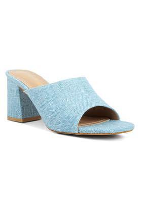 pu slip-on women's party wear sandals - blue