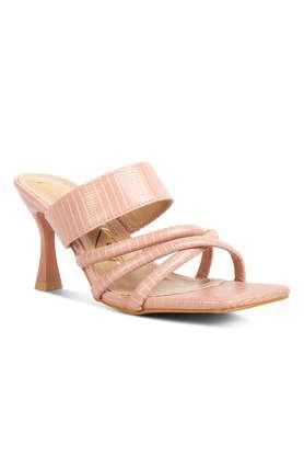 pu slip-on women's party wear sandals - blush