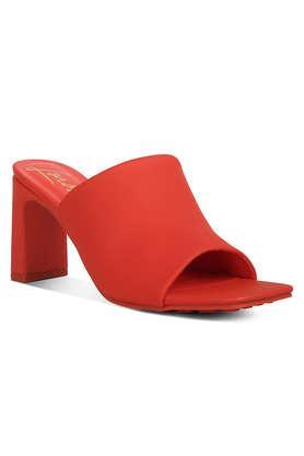 pu slip-on women's party wear sandals - coral