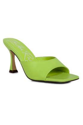 pu slip-on women's party wear sandals - green