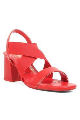 pu slip-on women's party wear sandals - red