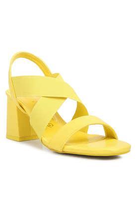 pu slip-on women's party wear sandals - yellow