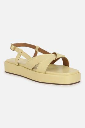 pu slip-on women's sandals - yellow