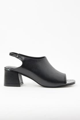 pu slipon women's casual block heels - black