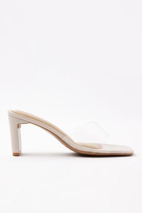 pu slipon women's casual block heels - ivory