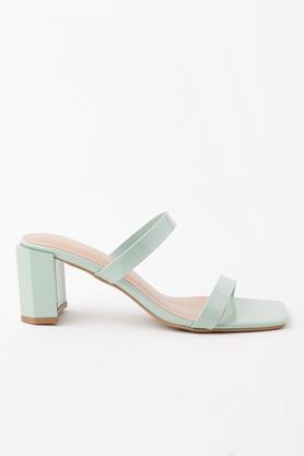 pu slipon women's casual block heels - mint