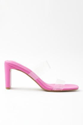 pu slipon women's casual block heels - pink