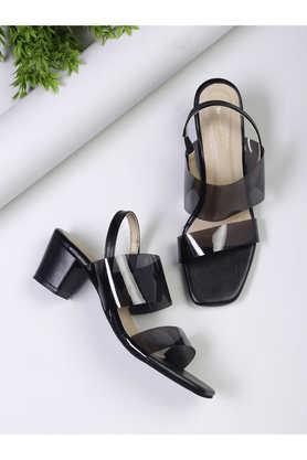 pu slipon women's casual wear sandals - black