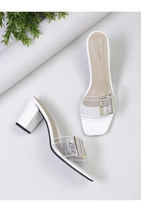 pu slipon women's casual wear sandals - white