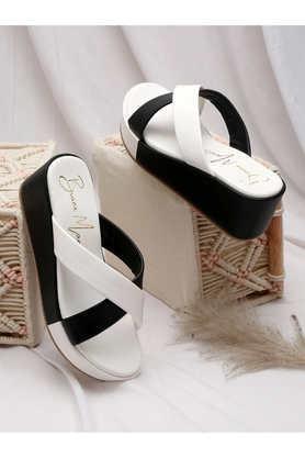 pu slipon women's casual wear sandals - white