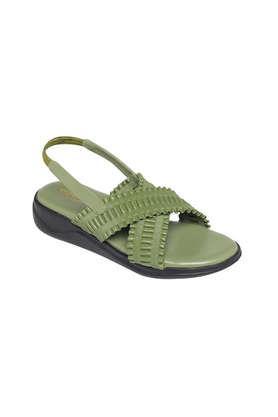 pu slipon women's party wear sandals - olive