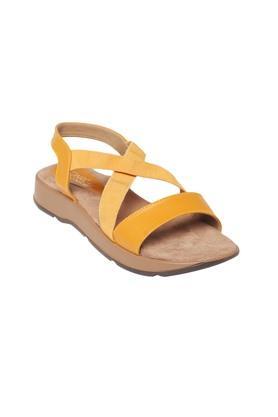 pu slipon womens casual wear sandals - yellow