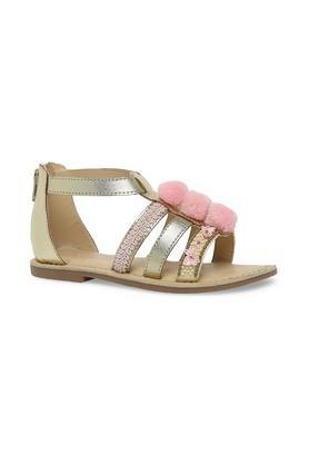 pu zipper girl's casual wear sandals - gold