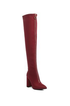 pu zipper women's boots - burgundy