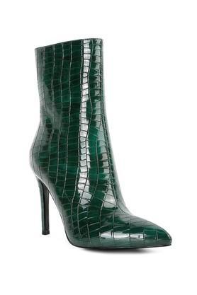 pu zipper women's boots - green