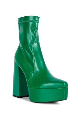 pu zipper women's boots - green