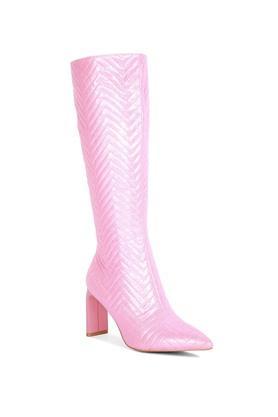 pu zipper women's boots - pink