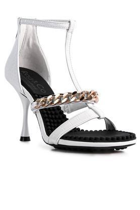 pu zipper women's casual wear sandals - white