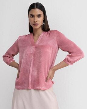 puff sleeve v neck top